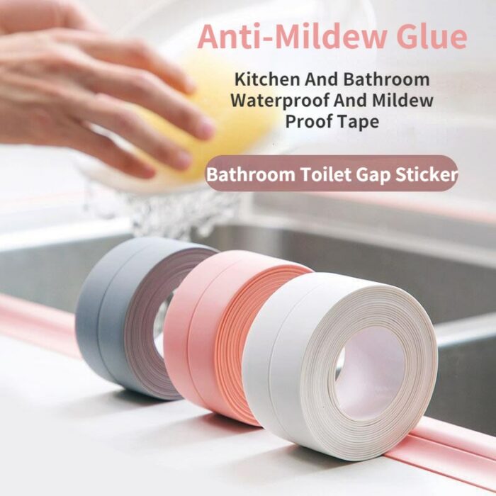 Bathroom Shower Sink Bath Sealing Tape Strip White Pvc Self Adhesive Waterproof Wall Sticker For Bathroom 2