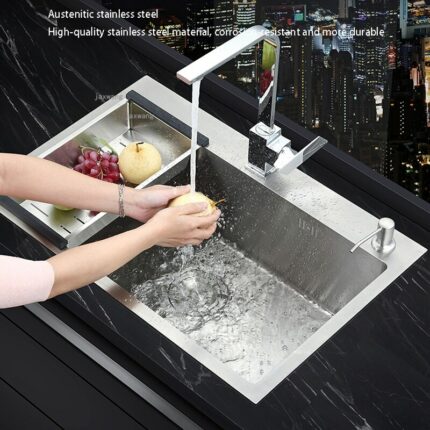 Bathroom Stainless Steel Kitchen Sinks Apartment Undermount Kitchen Sink Fixture Washing Basin Home Improvement Single Slot