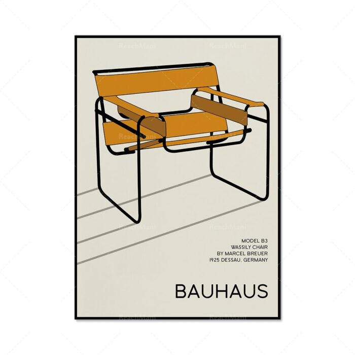Bauhaus Prints Breuer Wassily Chair Exhibition Poster Minimalist Abstract Scandinavian Office Decoration Gift Ideas 3