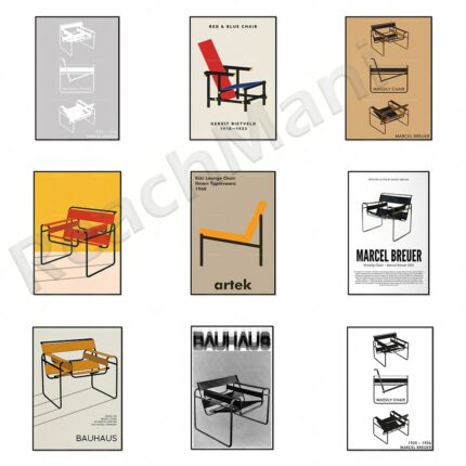 Bauhaus Prints Breuer Wassily Chair Exhibition Poster Minimalist Abstract Scandinavian Office Decoration Gift Ideas