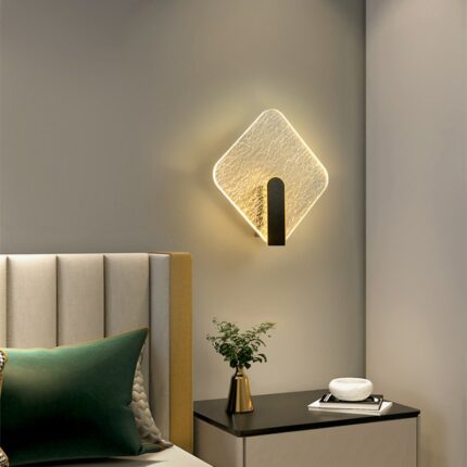 Bedroom Bedside Led Wall Lamp Modern Light Luxury Round Square Gold Indoor Background Decor Sconce Living 1