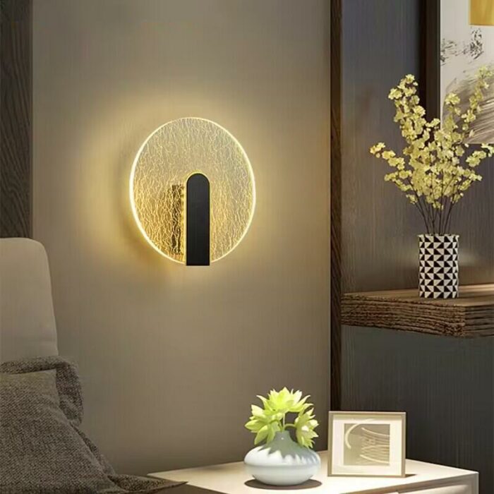 Bedroom Bedside Led Wall Lamp Modern Light Luxury Round Square Gold Indoor Background Decor Sconce Living 2