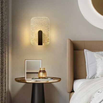 Bedroom Bedside Led Wall Lamp Modern Light Luxury Round Square Gold Indoor Background Decor Sconce Living