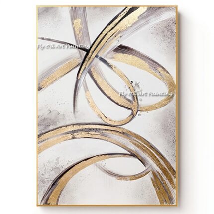 Big Size Modern Abstract Gold Line Oil Painting 100 Handpainted Canvas Painting Wall Art Picture For 1