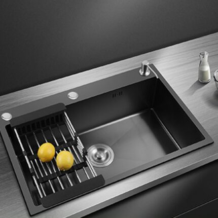 Black Nano Wash Basin Single Sink Creative Stainless Steel Kitchen Sinks Drain Set Home Handmade Wash 1
