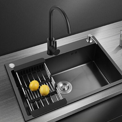 Black Nano Wash Basin Single Sink Creative Stainless Steel Kitchen Sinks Drain Set Home Handmade Wash