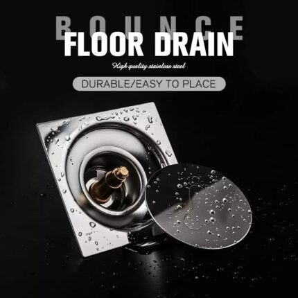 Brass Bounce Floor Drain Square Pop Up Floor Drain Bathroom Cover Shower Room Push Down Drain