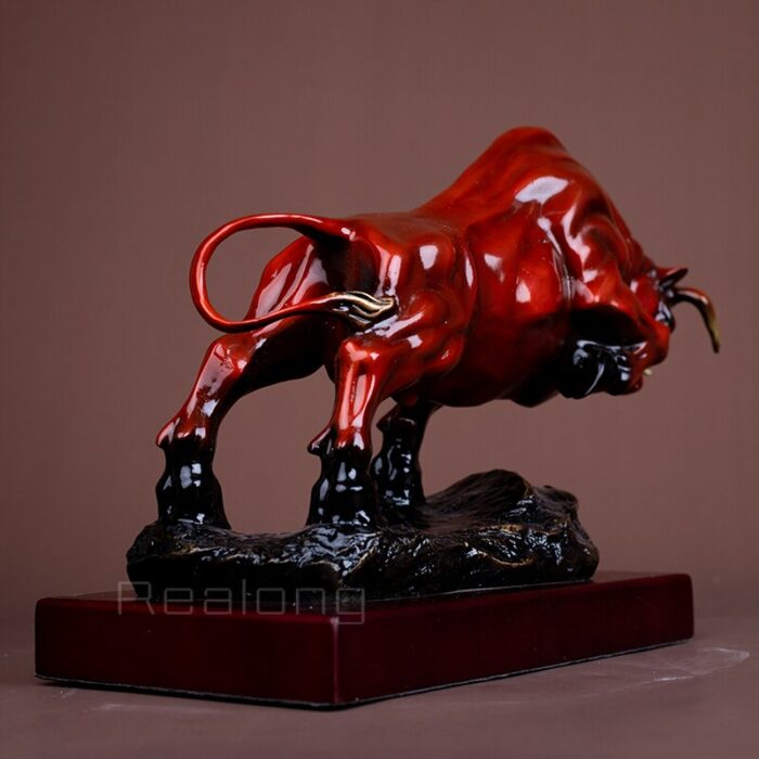 Bronze Wall Street Cattle Sculpture Bull Ox Bronze Statue Exquisite Crafts Mascot Ornament Home Office Decoration 3