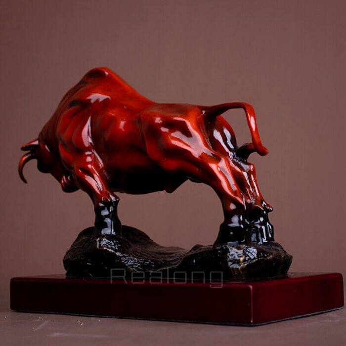Bronze Wall Street Cattle Sculpture Bull Ox Bronze Statue Exquisite Crafts Mascot Ornament Home Office Decoration 5