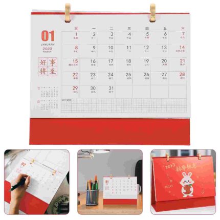 Calendar Desk Monthly Planner Year Desktop New Rabbit Small Standing Tabletop Table Standchinese Tearable Daily Organizer