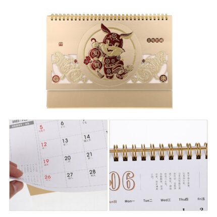 Calendar Desk Year Standing Calendars Rabbit Chinese Planner New Monthly Decor Desktop Decorativestand Office Schedule Tabletop 1