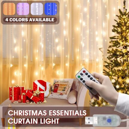 Christmas Decoration Curtain Led String Lights 100 200 300 Leds Remote Control Holiday Wedding Fairy Garland