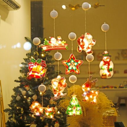 Christmas Decoration Light Window Hanging Decor Lamp With Suction Cup Hook Xmas Lights For Home Christmas 1