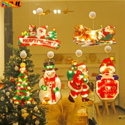 Christmas Decoration Light Window Hanging Decor Lamp With Suction Cup Hook Xmas Lights For Home Christmas