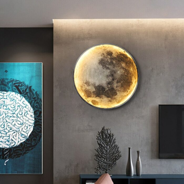 Creative Moon Lamp Round Led Moonlight Decoration Wall Light For Bedroom Bedside Sofa Background Children S 2