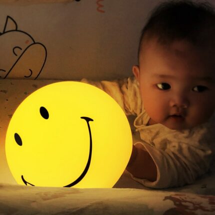 Creative Smiling Face Lamp Children With Sleeping Night Light Bedroom Bedside Decoration Timing Remote Control Feeding