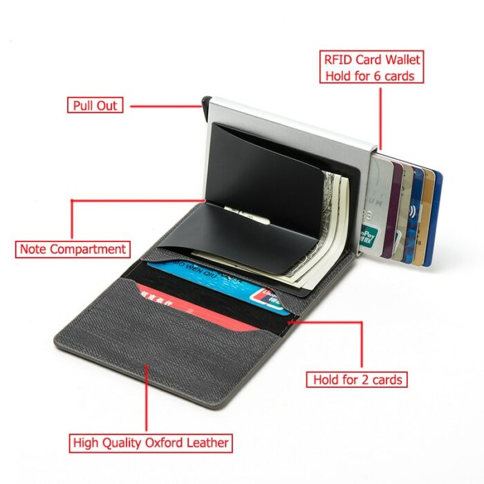 Custom Name Business Bank Credit Card Holder Men Wallet Coin Leather Wallet Rfid Aluminium Box Cardholder 3