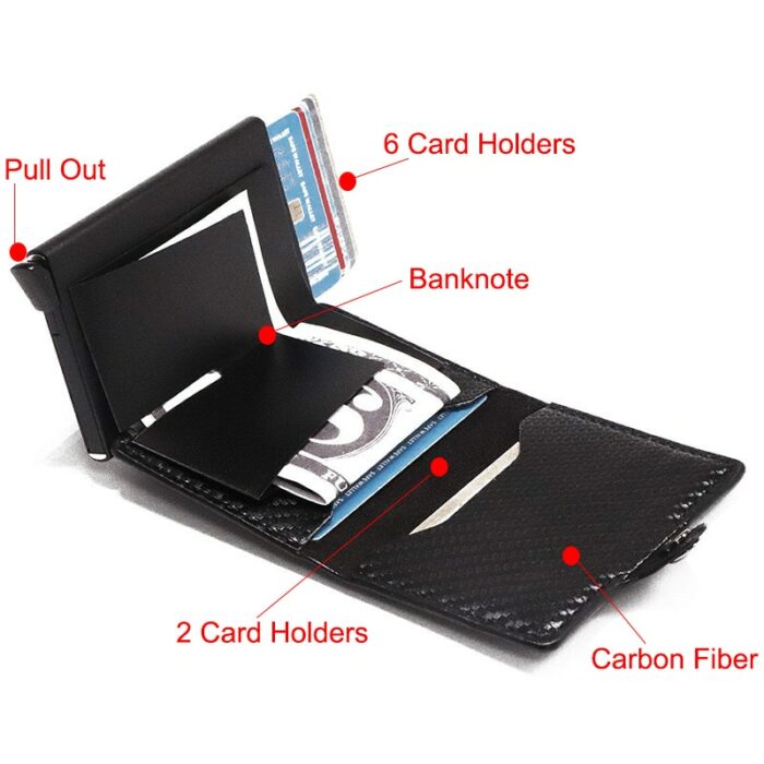 Customized Anti Theft Carbon Wallet Men Fiber Credit Card Holder Organizer Zipper Coins Pocket Rfid Card 3
