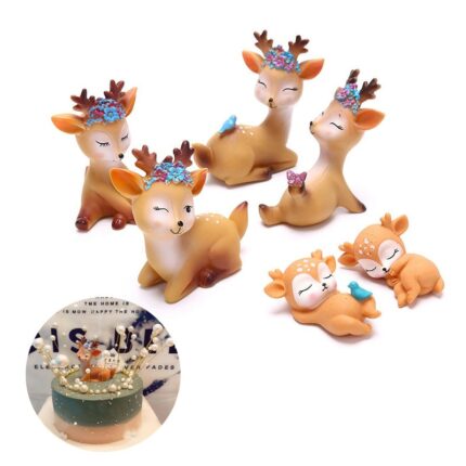 Cute 3d Sleeping Deer Figurines Toys Home Decor Resin Ornament Cake Topper Party Home Office Desktop 1
