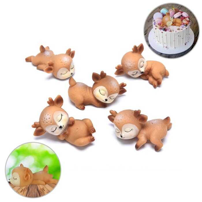 Cute 3d Sleeping Deer Figurines Toys Home Decor Resin Ornament Cake Topper Party Home Office Desktop 2