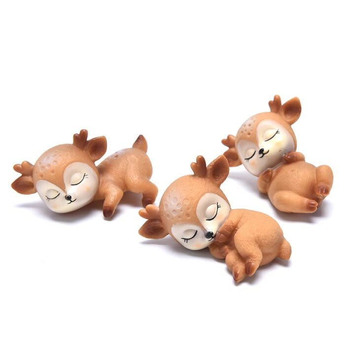 Cute 3d Sleeping Deer Figurines Toys Home Decor Resin Ornament Cake Topper Party Home Office Desktop 3