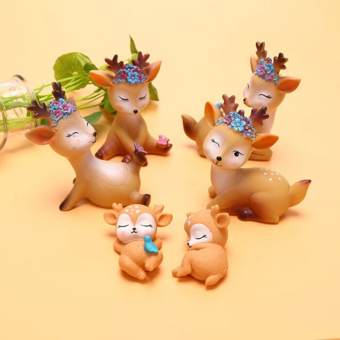 Cute 3d Sleeping Deer Figurines Toys Home Decor Resin Ornament Cake Topper Party Home Office Desktop 4