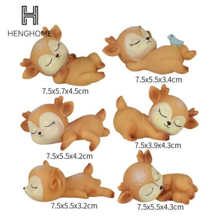 Cute 3d Sleeping Deer Figurines Toys Home Decor Resin Ornament Cake Topper Party Home Office Desktop