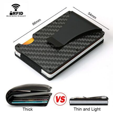 Dienqi Carbon Fiber Card Holder Mini Slim Wallet Men Aluminum Metal Rfid Magic Wallet Small Thin 1