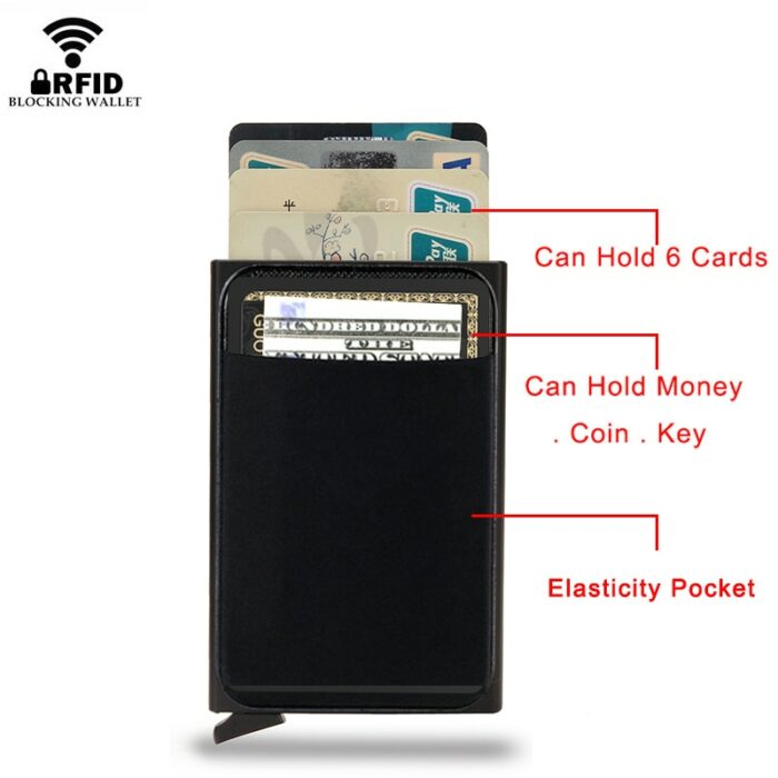 Dienqi Rfid Smart Wallet Card Holder Metal Thin Slim Men Women Wallets Pop Up Minimalist Wallet 4