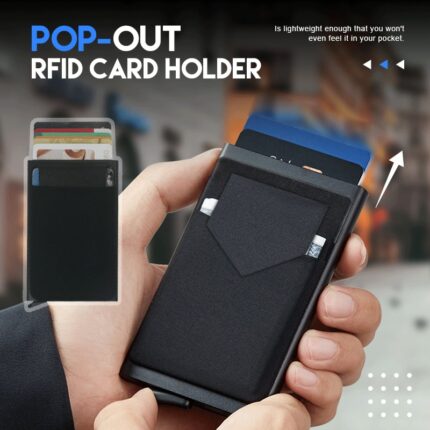 Dienqi Rfid Smart Wallet Card Holder Metal Thin Slim Men Women Wallets Pop Up Minimalist Wallet