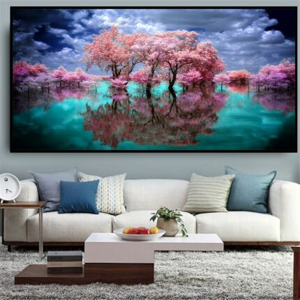 Diy 5d Diamond Painting Cherry Blossom Tree Scenery Full Diamond Embroidery Landscape Living Room Modern Art.jpg