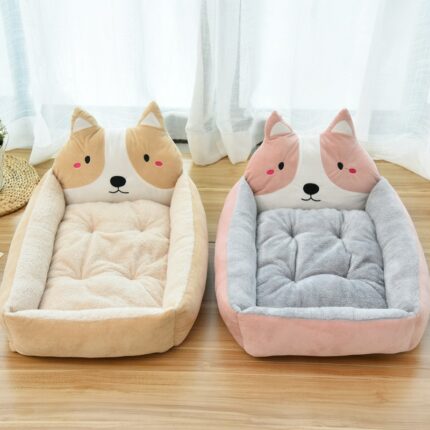 Dog Kennel Winter Warm Large And Small Dog Net Red Cartoon Pet Kennel Bed Dog Mat.jpg