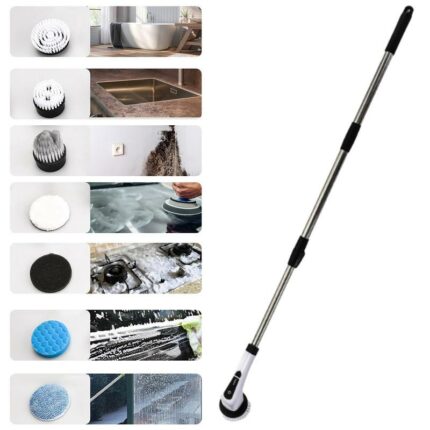 Electric Cleaning Turbo Scrub Brush Multifunctional Long Handle Cordless Spin Scrubber Cleaning Brush Bathroom Accessories 1