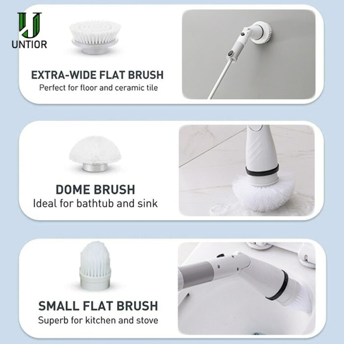 Electric Cleaning Turbo Scrub Brush Waterproof Cleaner Charging Rotating Scrubber Cleaning Brush Bathroom Cleaning Tools Set 1