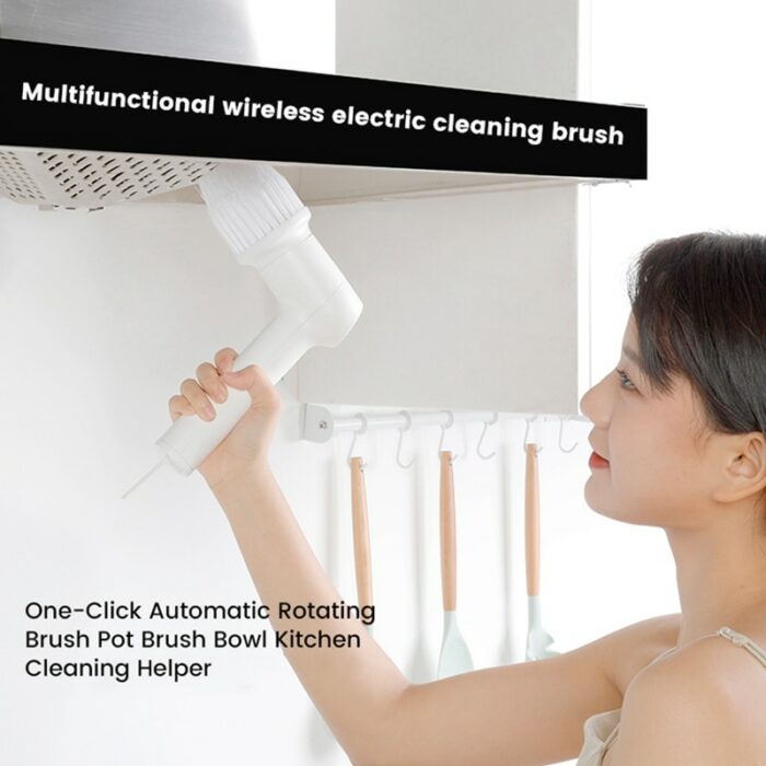 Electric Spin Scrubber Cordless Power Scrubber Cleaning Brush With 2 Rotating Speeds And 5 Brush Heads 4