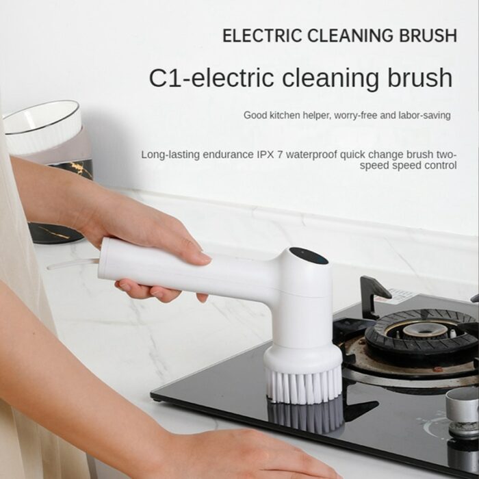 Electric Spin Scrubber Cordless Power Scrubber Cleaning Brush With 2 Rotating Speeds And 5 Brush Heads 9