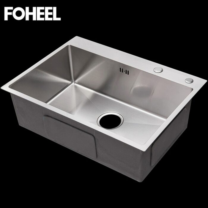 Foheel Stainless Steel Kitchen Sink Slot Dish Basin Kitchen Sink Drain Basket And Drain Pip Rectangular 4