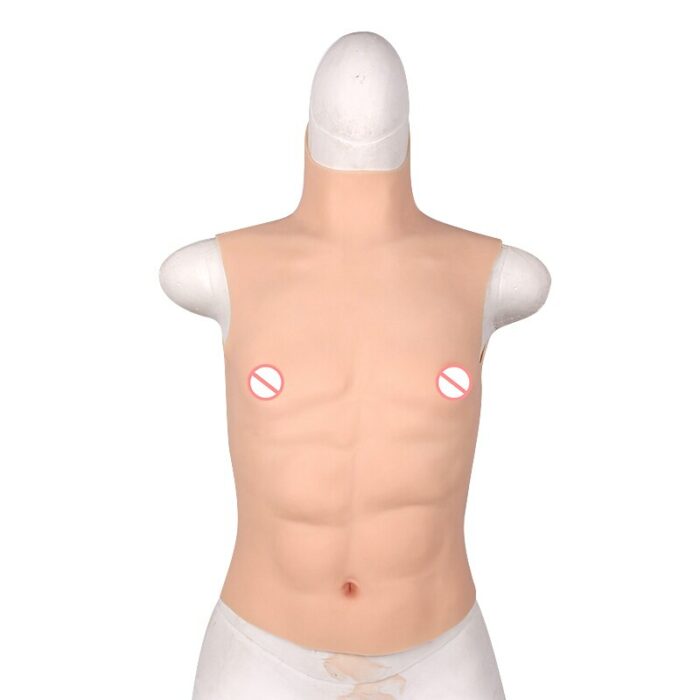 Fake Chest Muscle Belly Macho Silicone Man Artificial Simulation Muscles High Collar Sleeveless Version Cosplay Crossdresser 2