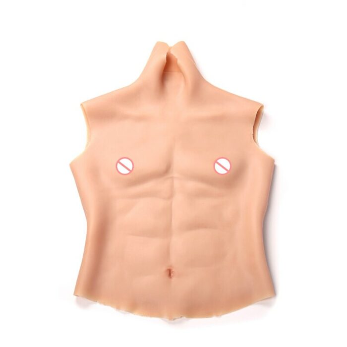Fake Chest Muscle Belly Macho Silicone Man Artificial Simulation Muscles High Collar Sleeveless Version Cosplay Crossdresser 4