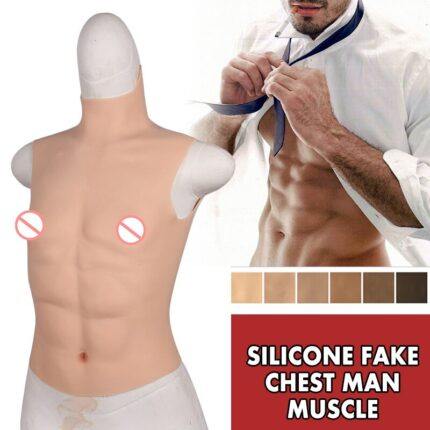 Fake Chest Muscle Belly Macho Silicone Man Artificial Simulation Muscles High Collar Sleeveless Version Cosplay Crossdresser