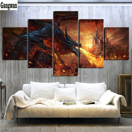 Fantasy Art Fire Dragon Poster Game Square Round Drill Mosaic Diamond Painting Cross Stitch Diy 5d.jpg