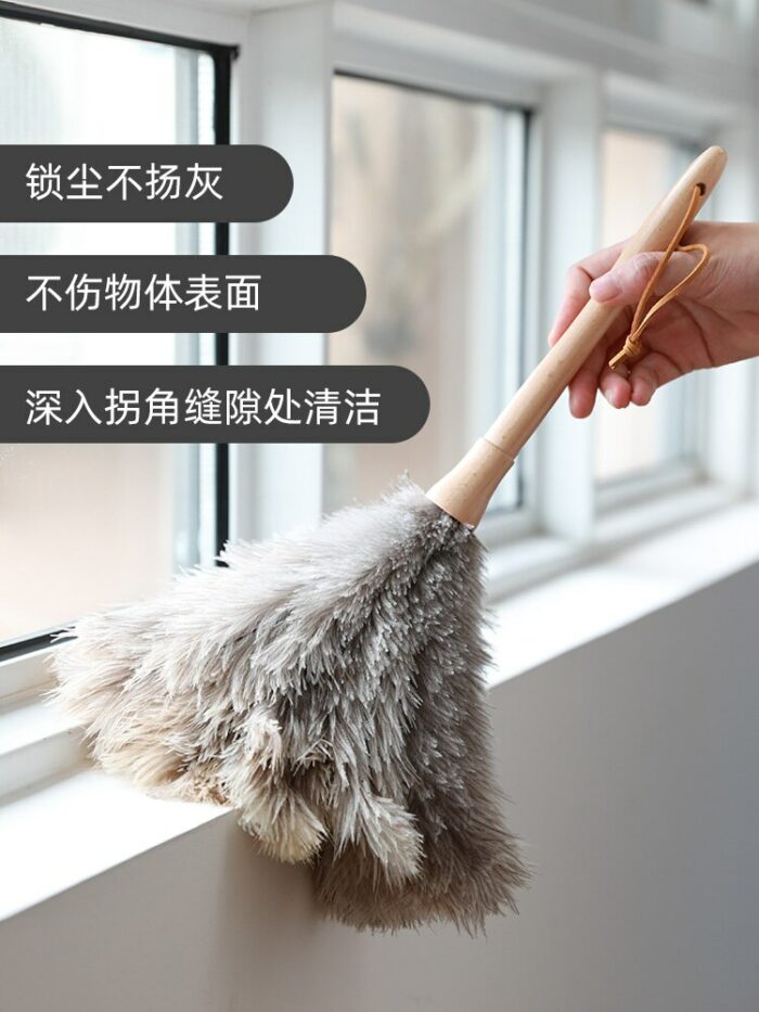 Feather Duster Gray White Ostrich Feather Duster Household Dust Remove Brush Dust Sweeping Artifact No Lint 3