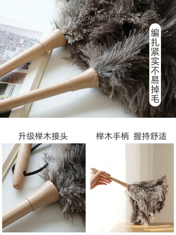 Feather Duster Gray White Ostrich Feather Duster Household Dust Remove Brush Dust Sweeping Artifact No Lint 4