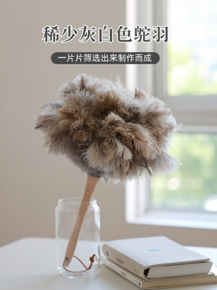 Feather Duster Gray White Ostrich Feather Duster Household Dust Remove Brush Dust Sweeping Artifact No Lint