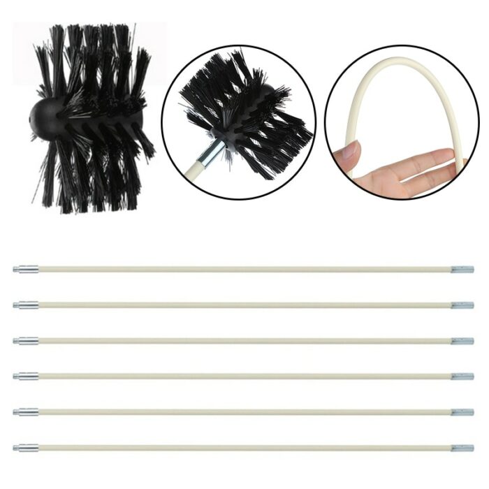 Flexible 12pc Rods With 1pc Brush Head Chimney Cleaner Sweep Rotary Fireplaces Inner Wall Cleaning Brush 4