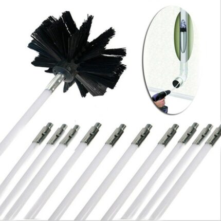 Flexible 12pc Rods With 1pc Brush Head Chimney Cleaner Sweep Rotary Fireplaces Inner Wall Cleaning Brush