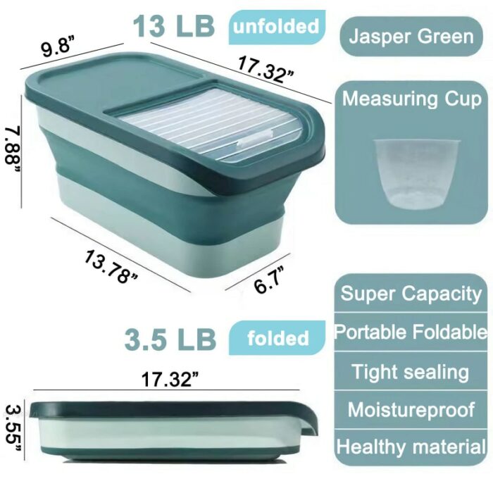 Foldable Pet Food Container Large Capacity Cat Food Containers With Measuring Cup Storage Sealed Jar Container 5.jpg