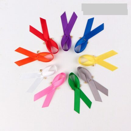 Free Shipping 3000pcs Awareness Ribbons Bow With Golden Or Sliver Safty Pin 9 Colors 1