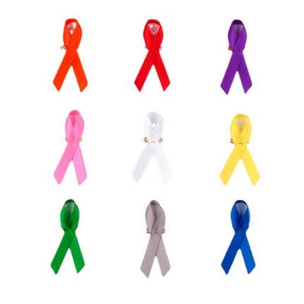 Free Shipping 3000pcs Awareness Ribbons Bow With Golden Or Sliver Safty Pin 9 Colors