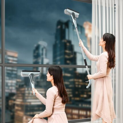 Glass Window Cleaning Washing Brushs With Spray Window Cleaner Brush Long Handle Glass Wiper Scraper Household 1
